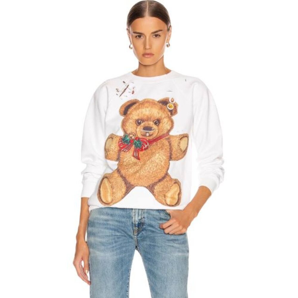 R13 NWOT Punk Teddy Bear Sweatshirt Dirty White M